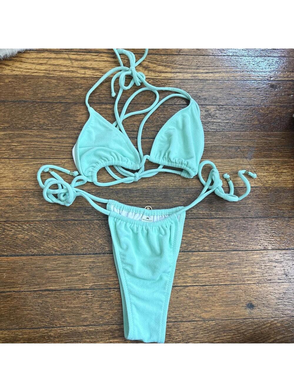 Bananhot Women's Green and Blue Bikinis-and-tankini-set